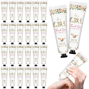 24 Pcs Hand Cream Gift Travel Size Hand Lotion Party Favors Mini Hand Cream Bulk Thank You Gifts for Wedding Bridesmaid Bridal Shower Baby Shower Dry Cracked Hands (Girl’s Baby Shower)