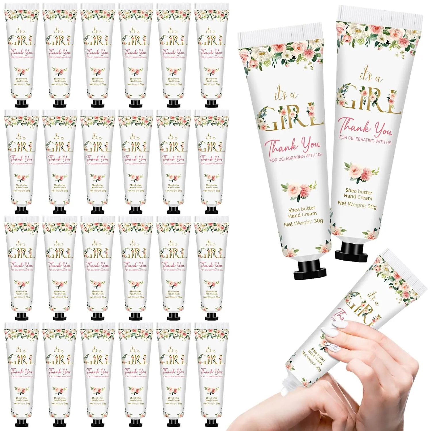 24 Pcs Hand Cream Gift Travel Size Hand Lotion Party Favors Mini Hand Cream Bulk Thank You Gifts for Wedding Bridesmaid Bridal Shower Baby Shower Dry Cracked Hands (Girl’s Baby Shower)