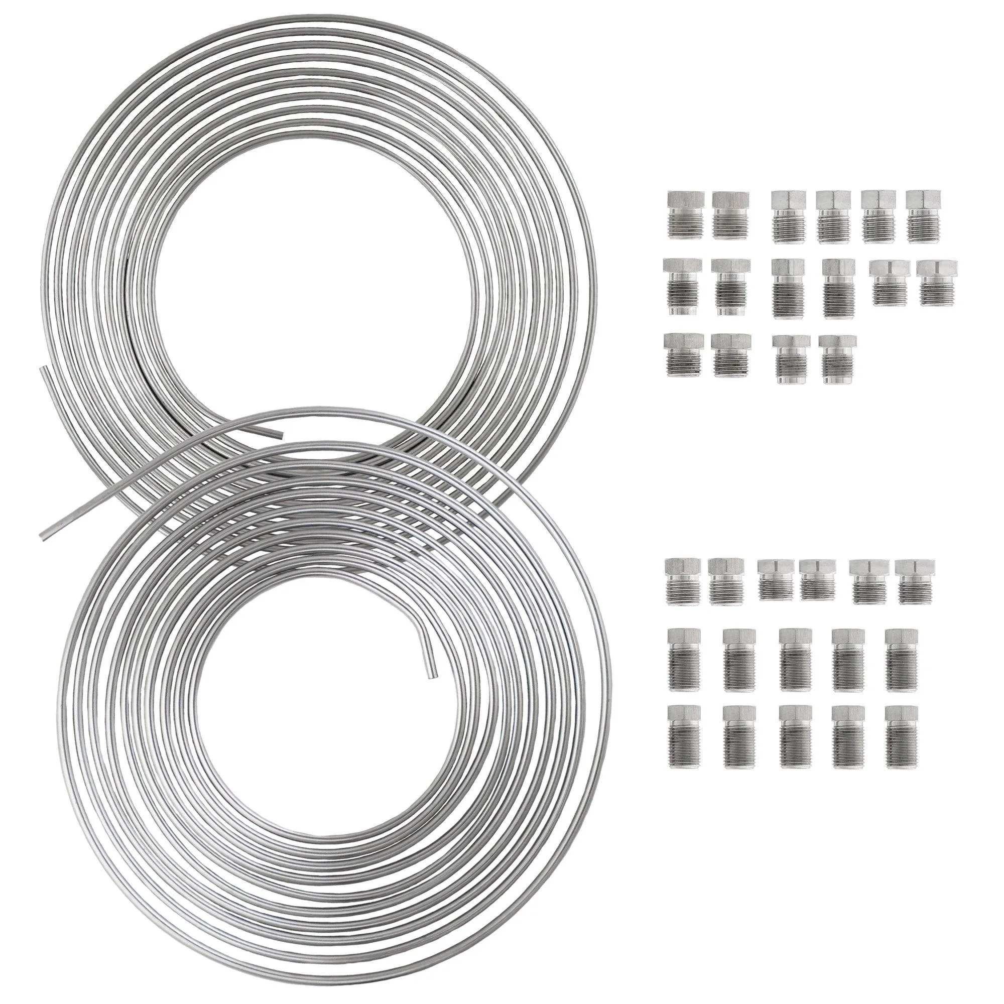 25 ft 3/16" and 1/4" Stainless Steel Brake Line Kit | 32 Stainless Steel Fittings