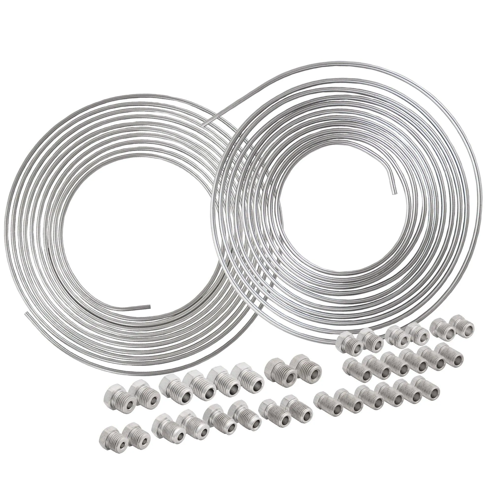 25 ft 3/16" and 1/4" Stainless Steel Brake Line Kit | 32 Stainless Steel Fittings