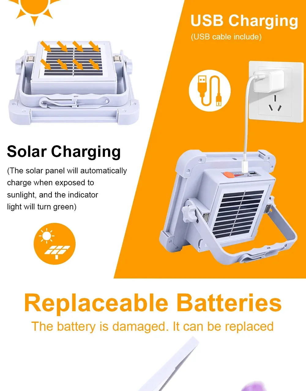 2500W Solar Outdoor Household Floodlight Camping Light Hand Lamp
