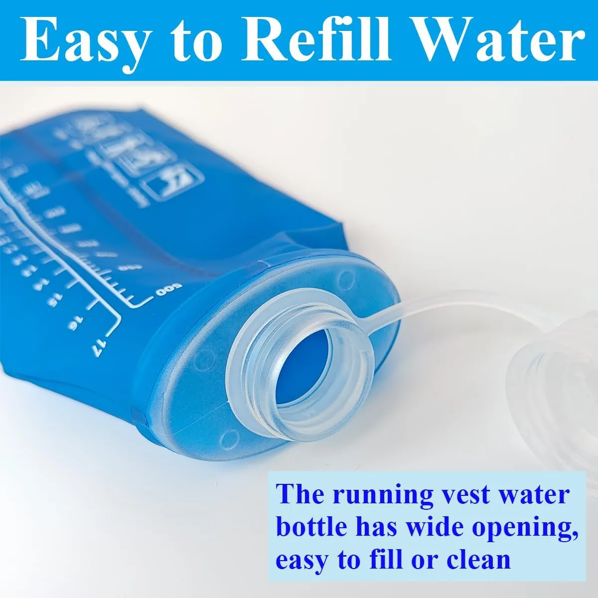 250ml Soft Flask Collapsible Soft Water Bottle for Running, Hiking, Travelling, Cycling and Climbing - 2Pcs Blue