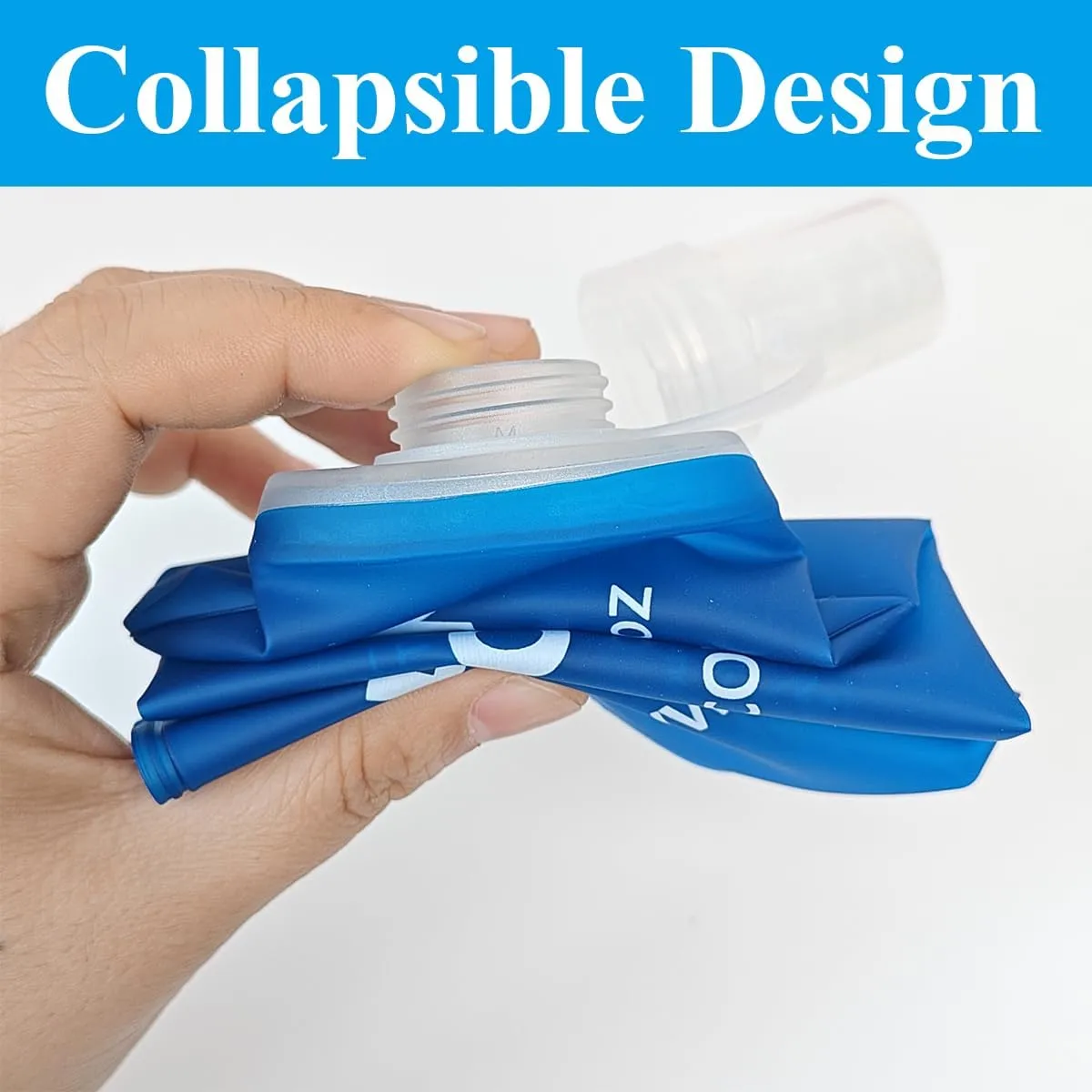 250ml Soft Flask Collapsible Soft Water Bottle for Running, Hiking, Travelling, Cycling and Climbing - 2Pcs Blue