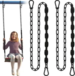 2Pcs 64" Hanging Swing Chain with PE Sleeve’s Cover, Stainless Steel Chains with 4 Carabiners, Heavy Duty Hang Hardware Kit for Hammock Chairs, Punching Bags, 660lb Capacity