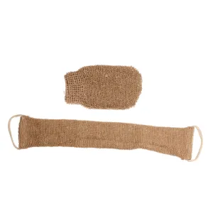 2pcs Bath Scrubber Gloves Back Towel for Cleaning Ramie Material Design for Quick Body Cleansing for Shower Use Brown