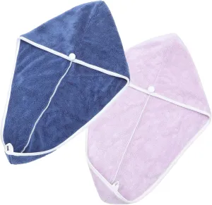 2pcs Hair Towel Wrap for Women Ultra Absorbent Fast Drying Turban Lightweight Microfiber Hair Towels for Spa Travel Home Use and Frizz