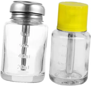 2pcs Press Liquid Dispenser Bottles Leak Nail Art Storage Containers for Makeup Remover Toner and Beauty Liquids for Travel and Home Use