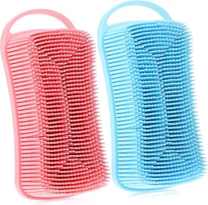 2pcs Silicone Bathing Brushes Exfoliator Body Scrubbers for Gentle Skin Cleansing Portable Shower Brushes for Storage
