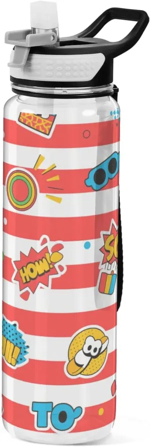 30 oz Red white vintage graffiti Modern Water Bottle Tritan BPA-Free non toxic Water Jug for Work for Car Cup Travelling Collapsible