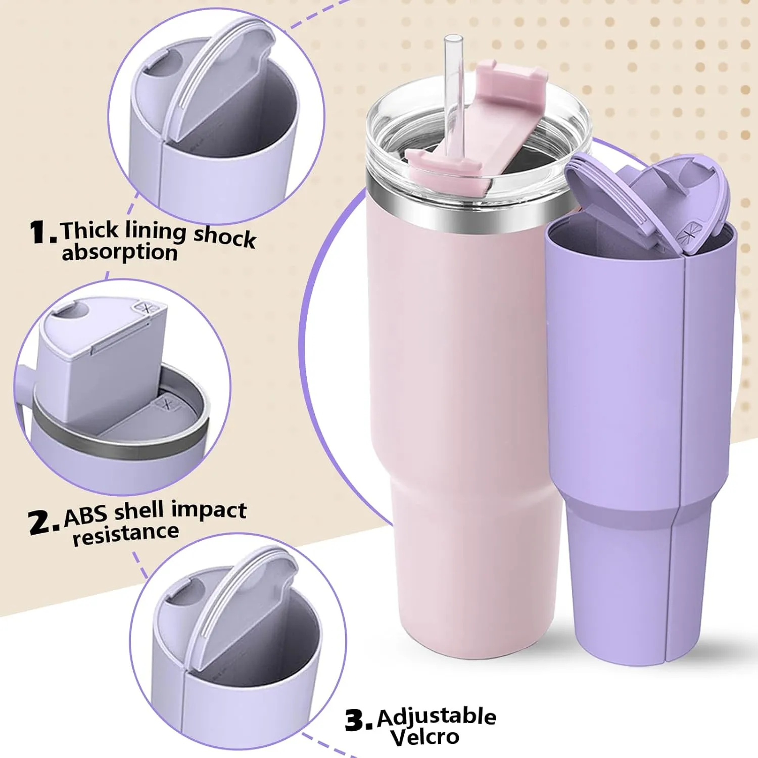 30 oz Stanley Cups Accessories, Stanley Cup Beverages Silicone Separator, 2-in-1 Drink Separator Reusable Silicone Liner, Double Drinks Bag Fit Cups Dispense Different Beverages (Purple, 30 Oz)