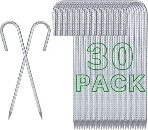 30 Pack 12" Ground Rebar Stakes, J Hooks Tent Stakes Heavy Duty with Chisel Point End, Securing Pins, Soccer Goals, Camping Tents, Garden Decoration