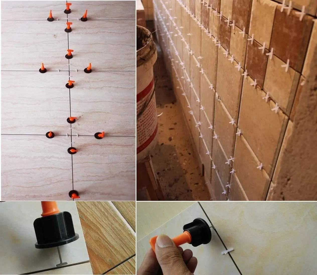 300pcs Tile Leveler Spacers and 1500PCS 2mm Tile Spacer, Reusable Tile Leveling System 1/16 Kit with 6pcs Special Wrench and 40pcs Steel Pins for Wall/Floor Tile Installation (300, 1/12)