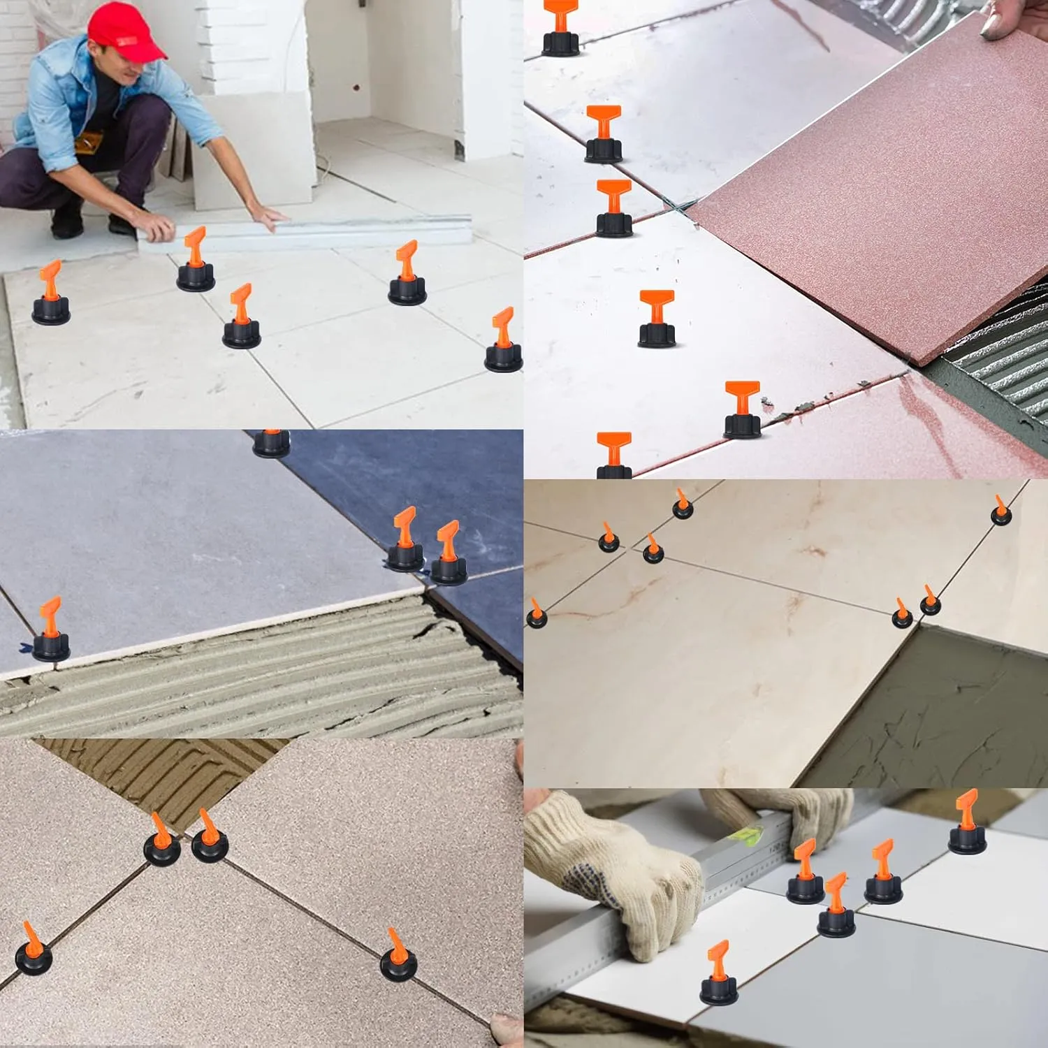 300pcs Tile Leveler Spacers and 1500PCS 2mm Tile Spacer, Reusable Tile Leveling System 1/16 Kit with 6pcs Special Wrench and 40pcs Steel Pins for Wall/Floor Tile Installation (300, 1/12)