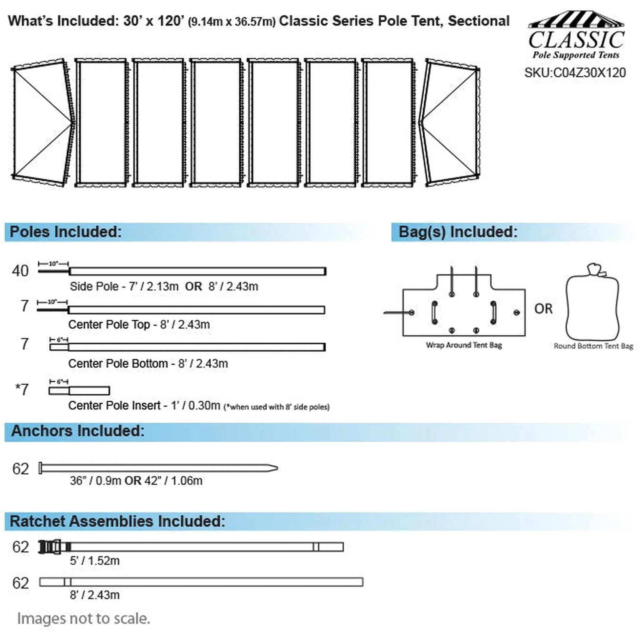 30x120 Classic Series Pole Tent