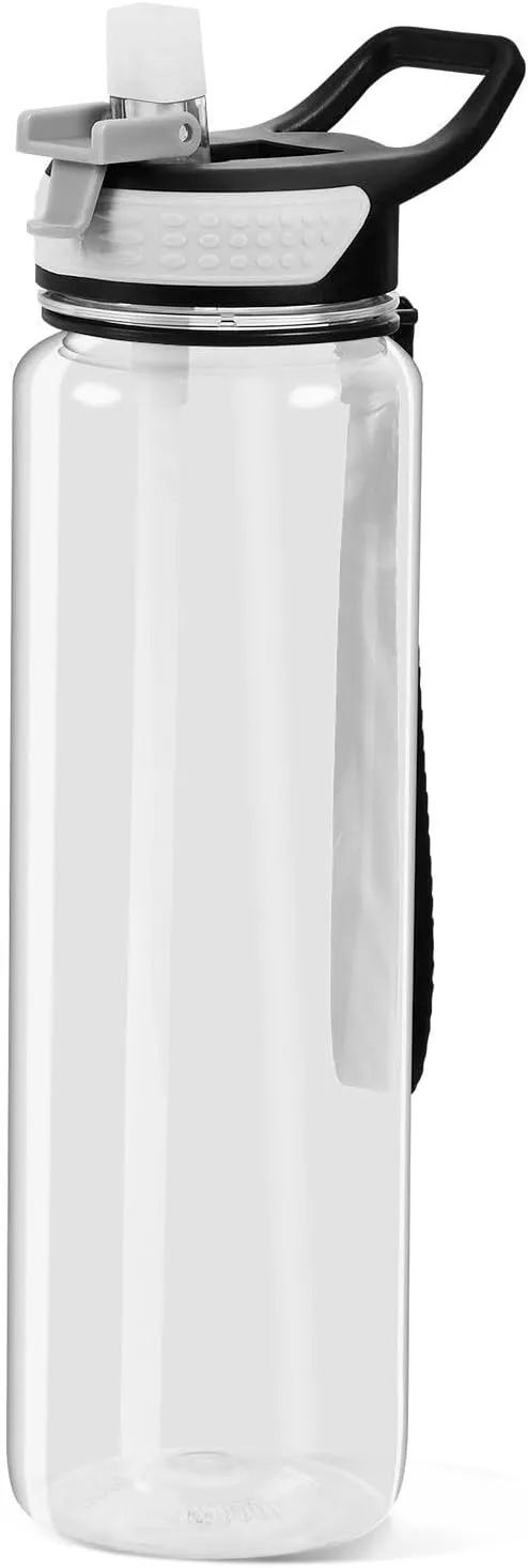 32 oz Water Bottle with Straw Lid White Leakproof BPA Free Tritan Water Jug with Carrying Strap for Women Men Sports Bottles for Gym Fitness Outdoor