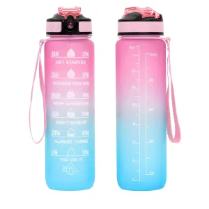 32 oz Water Bottles with Times to Drink and Straw Motivational Water Bottle with Time Marker Leakproof & BPA Free Drinking Sports Water Bottle WIth Hand Strap for Fitness Gym & Outdoor (pink-1)