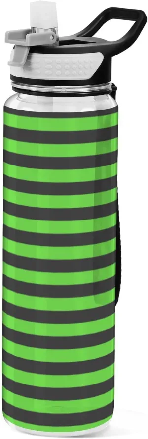 32oz Green Black Stripe Modern Large Capacity Water Bottle Tritan Free BPA non toxic Water Jug with Spout for Hiking Collapsible