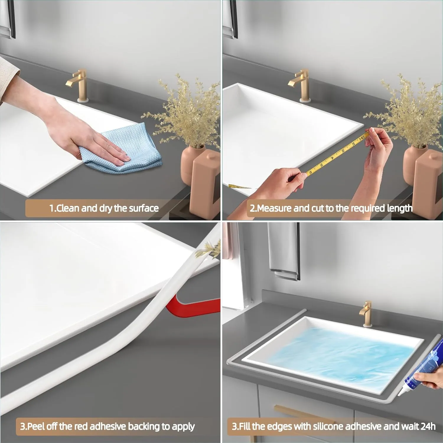 39” Transparent Shower Threshold Water Dam Stopper for Dry and Wet Separation,Self Adhesive Collapsible Walk in Shower Splash Guard Seal Strip,Silicone Sink Edge Water Barrrier for Bathroom,Kitchen