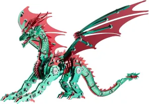3D Puzzles for Adults,Metal Dragon Puzzle Building Set,Collectible Mechanical Engineering Crafts for Home Office Decoration & Gift（Red-Green
