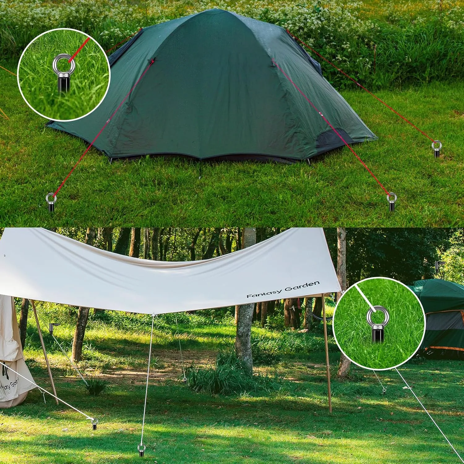4 Pack 24 Inch Trampoline Ground Anchors Screw in Earth Anchor Stakes kit 30MM Blade Heavy Duty Steel Tent Anchor Black Swingset Anchors for Swing Set, Canopy, Carport, Sheds