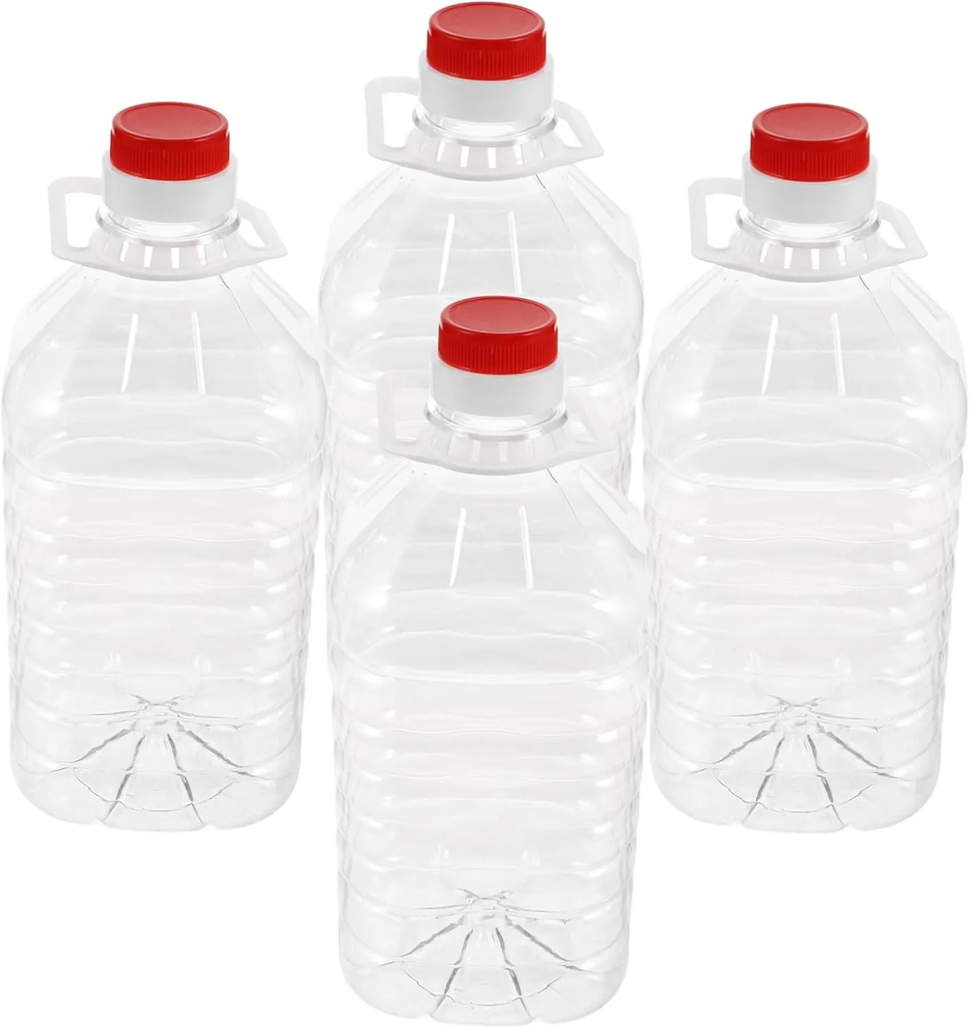 4 Pcs Transparent Water Storage Containers Large Capacity Jugs with Ergonomic Handle for Camping Kitchen Use for Water and Cooking Oil Storage