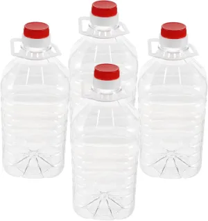 4 Pcs Transparent Water Storage Containers Large Capacity Jugs with Ergonomic Handle for Camping Kitchen Use for Water and Cooking Oil Storage