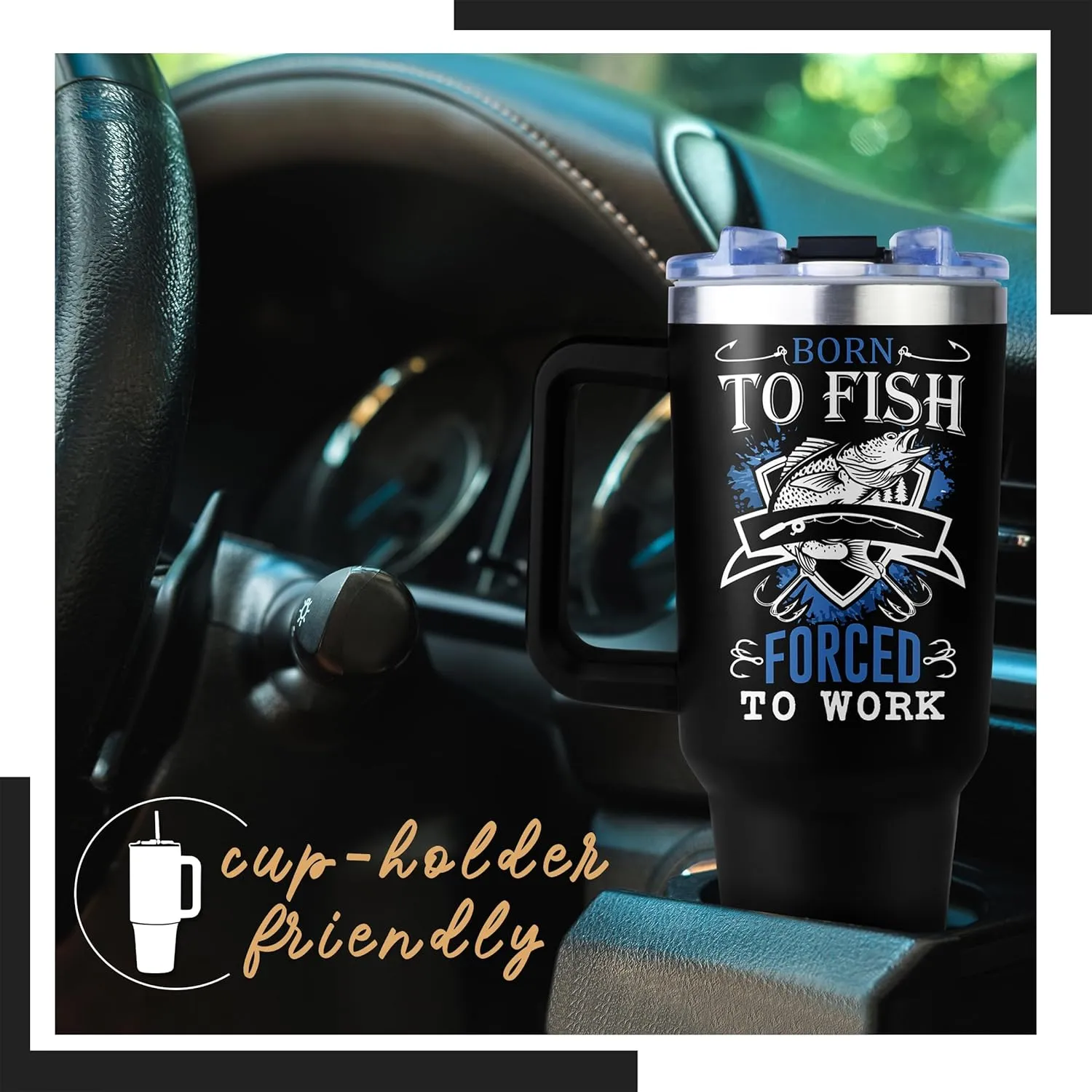 40oz Tumbler with Handle and Straw, Funny Fishing Gifts for Boys/Women/Men Unique, Mens Fly Fishing Gift, Gifts for Men Who Love Fish, Gift for Fisherman