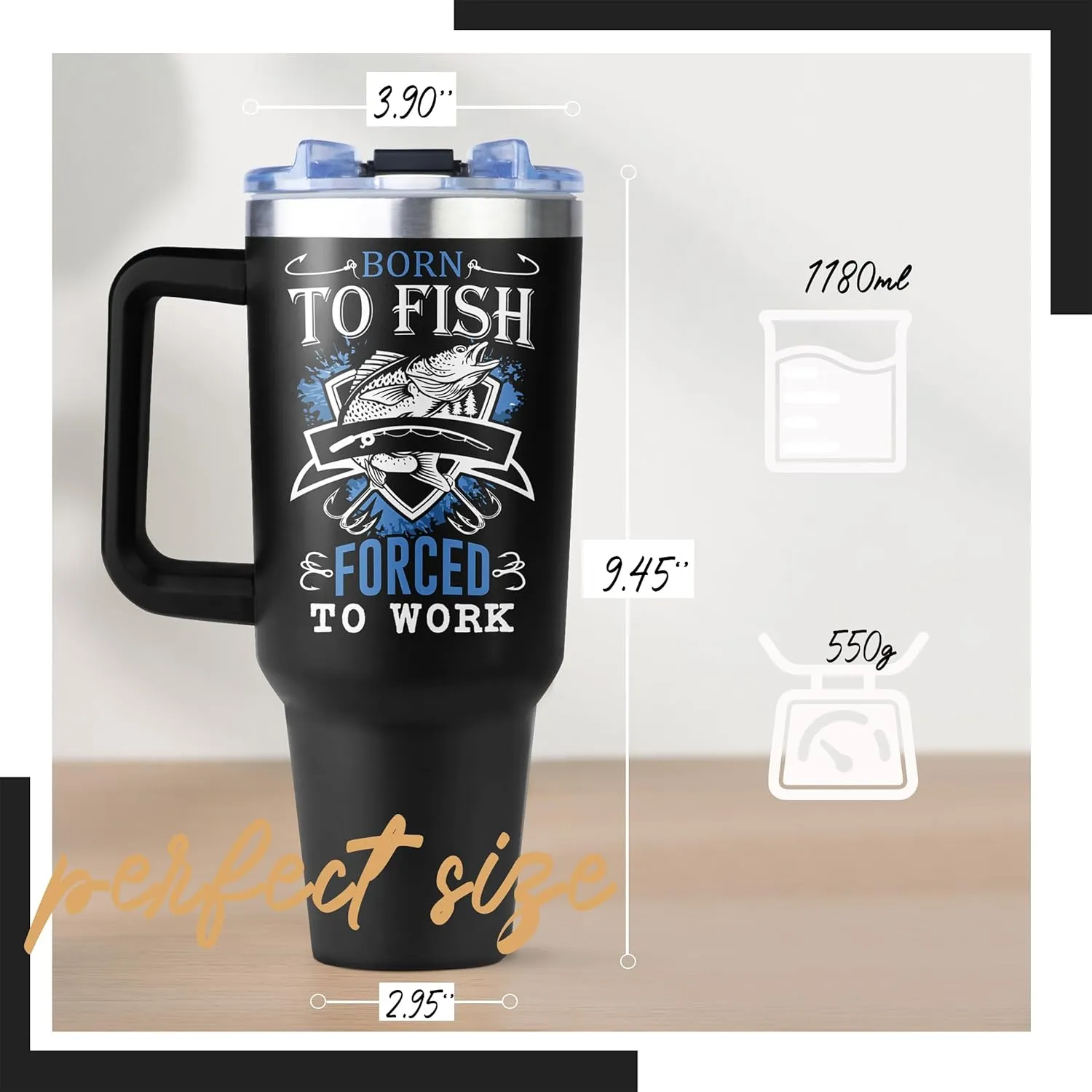40oz Tumbler with Handle and Straw, Funny Fishing Gifts for Boys/Women/Men Unique, Mens Fly Fishing Gift, Gifts for Men Who Love Fish, Gift for Fisherman