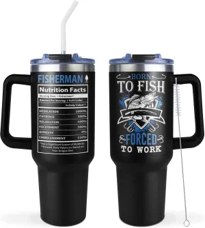 40oz Tumbler with Handle and Straw, Funny Fishing Gifts for Boys/Women/Men Unique, Mens Fly Fishing Gift, Gifts for Men Who Love Fish, Gift for Fisherman