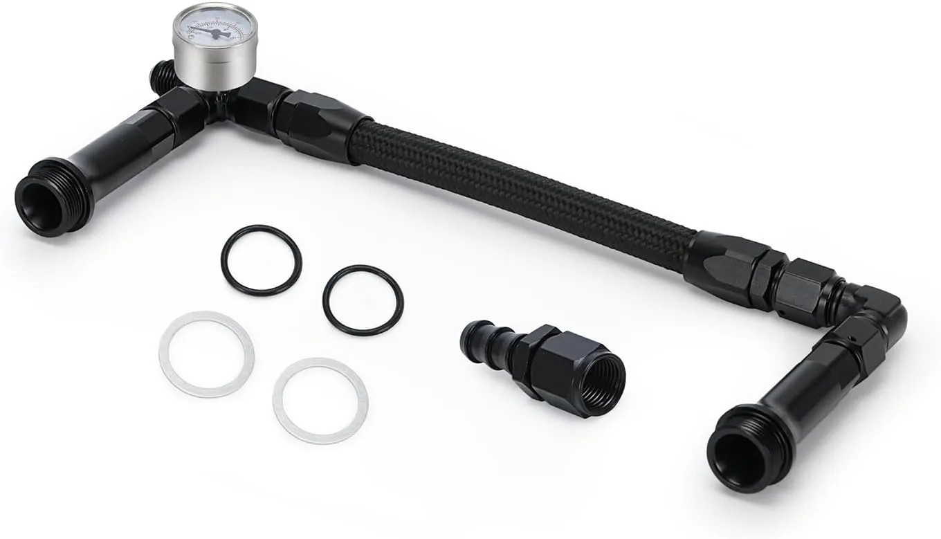 4150 Fuel Line Rebuid Kit AN6 Carb Dual Feed Fuel Line Double Pumper With Pressure Gauge for Holley 4150 Based Carburetor