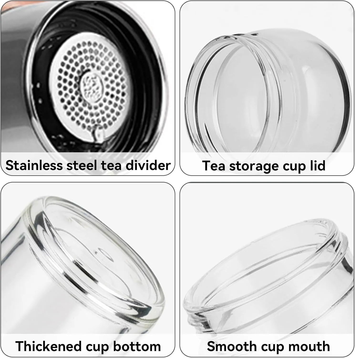 420ml/14oz Tea Tumbler Tea Infuser Bottle Double Layer Glass Travel Tea Mug Loose Leaf Tea Strainer Tea Cup Glass Tumbler Office Travel Home Tea Mug Fruit Water Tea Gift (Stainless steel color)