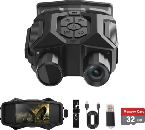 4K Night Vision Binoculars for Adults, 1312FT Night Vision Goggles, 8X Digital Zoom, with 3″ Screen, 32GB Memory Card to Save Photos and Videos, for Camping
