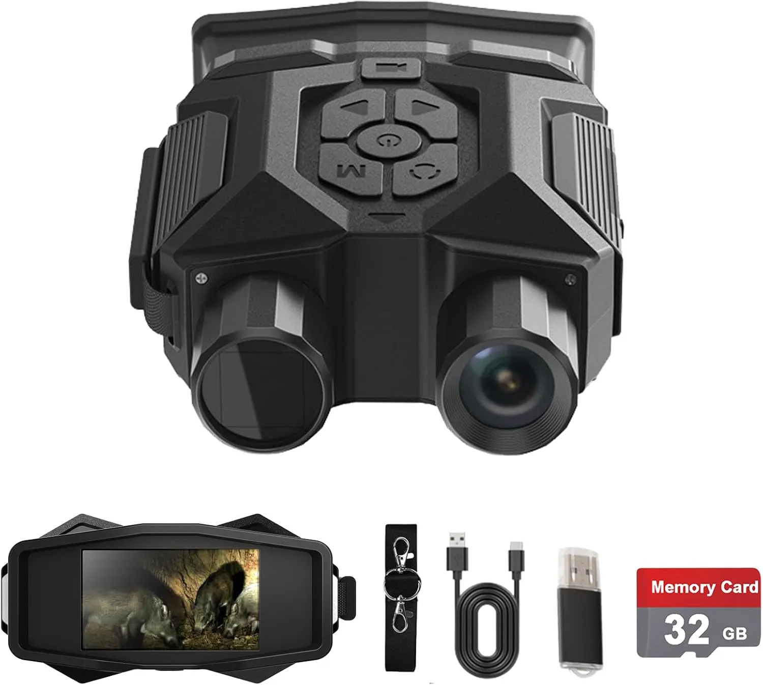 4K Night Vision Binoculars for Adults, 1312FT Night Vision Goggles, 8X Digital Zoom, with 3″ Screen, 32GB Memory Card to Save Photos and Videos, for Camping