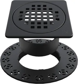 4" Square Shower Drain Grate Replacement Kit - SUS 304 Stainless Steel Removable Drain Cover Compatible with Schluter Kerdi-Drain Flange, CUPC Certified Bathroom Floor Drain (Matte Black) ‌