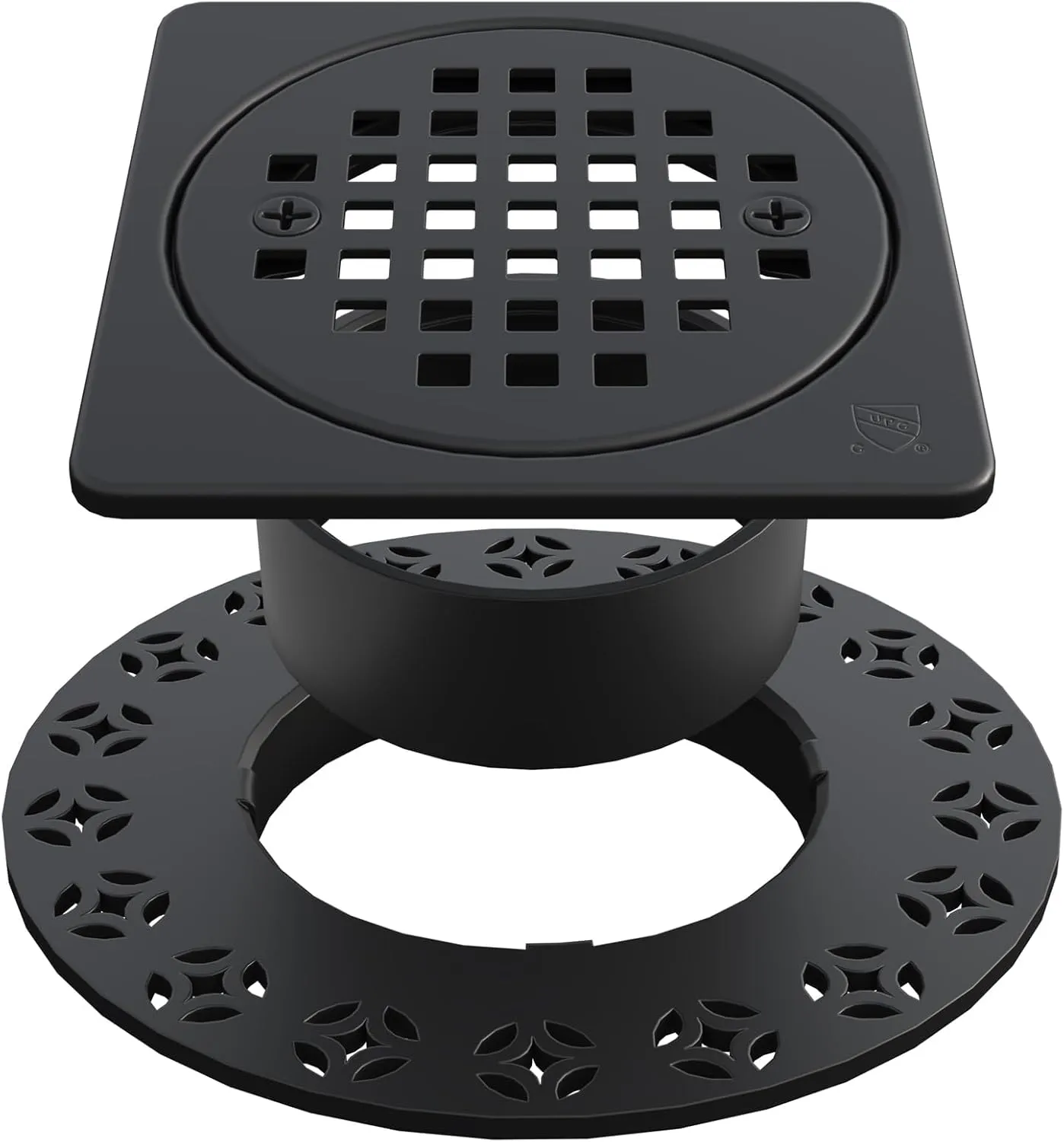 4" Square Shower Drain Grate Replacement Kit - SUS 304 Stainless Steel Removable Drain Cover Compatible with Schluter Kerdi-Drain Flange, CUPC Certified Bathroom Floor Drain (Matte Black) ‌