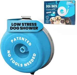 5-MinutePetBath Low Stress Dog Shower Attachment for Shower Head, Portable Pet Wash Station, Dog Washing Kit, Pet Shower Attachment, Epsom Salt Dog Spa, Shower Hose Attachment, Dog Wash - Blue