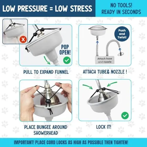 5-MinutePetBath Low Stress Dog Shower Attachment for Shower Head, Portable Pet Wash Station, Dog Washing Kit, Pet Shower Attachment, Epsom Salt Dog Spa, Shower Hose Attachment, Dog Wash - Blue