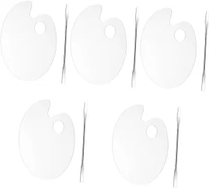 5 Sets Beauty Palette Makeup Foundation Mixing Plate Foundation Makeup Plate Makeup Palettes Foundation Blending Palette Foundation Mixing Tray Shape Nail Spatula Stainless Steel