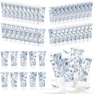 50 Pcs Blue and White Floral Face Scrub Bulk, Oil-free Facial Scrub Bulk Bridal Shower Guests Gifts for Bridal Shower Wedding Favors Thank You Gifts for Coworkers Women Men