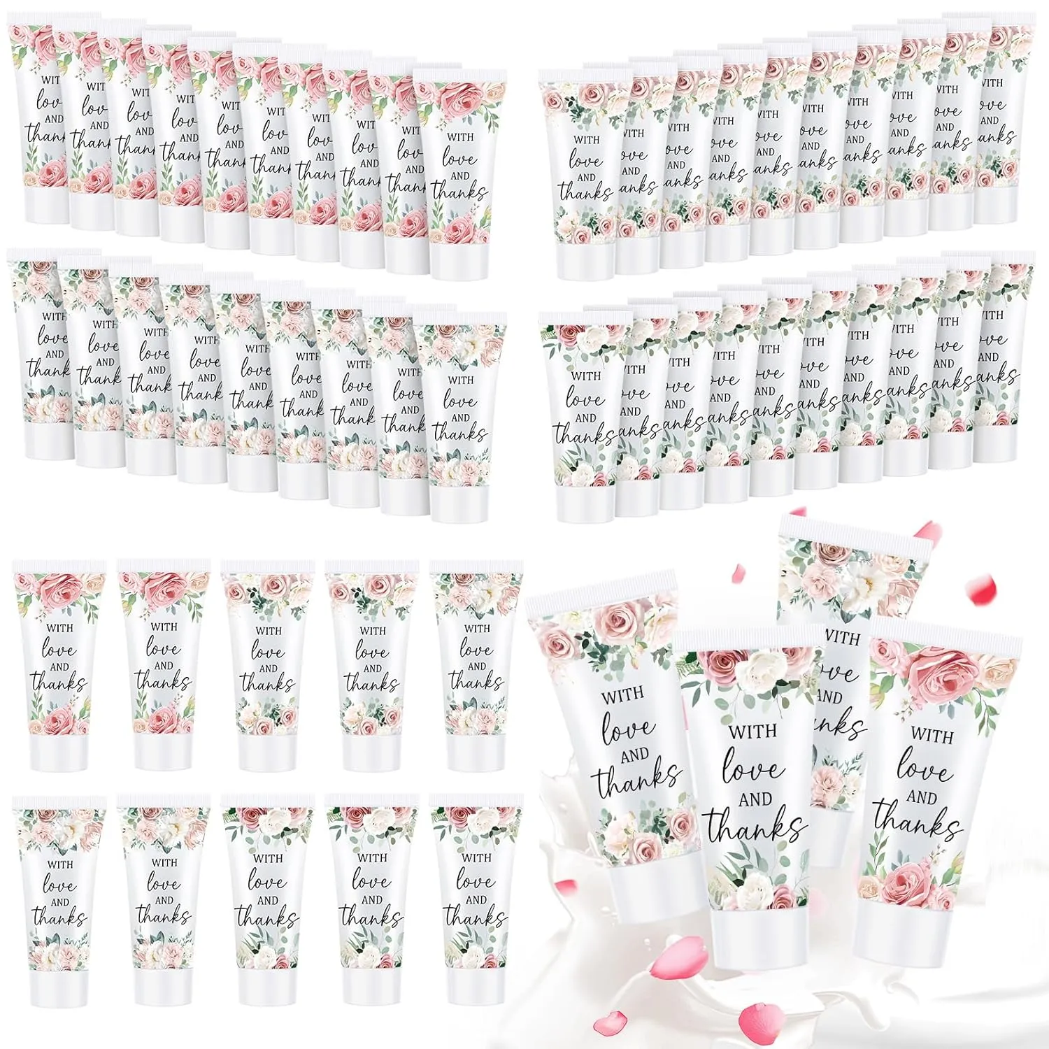 50 Pcs Pink Floral Face Scrub Bulk, Oil-free Facial Scrub Bulk Bridal Shower Guests Gifts for Bridal Shower Wedding Favors Thank You Gifts for Coworkers Women Men