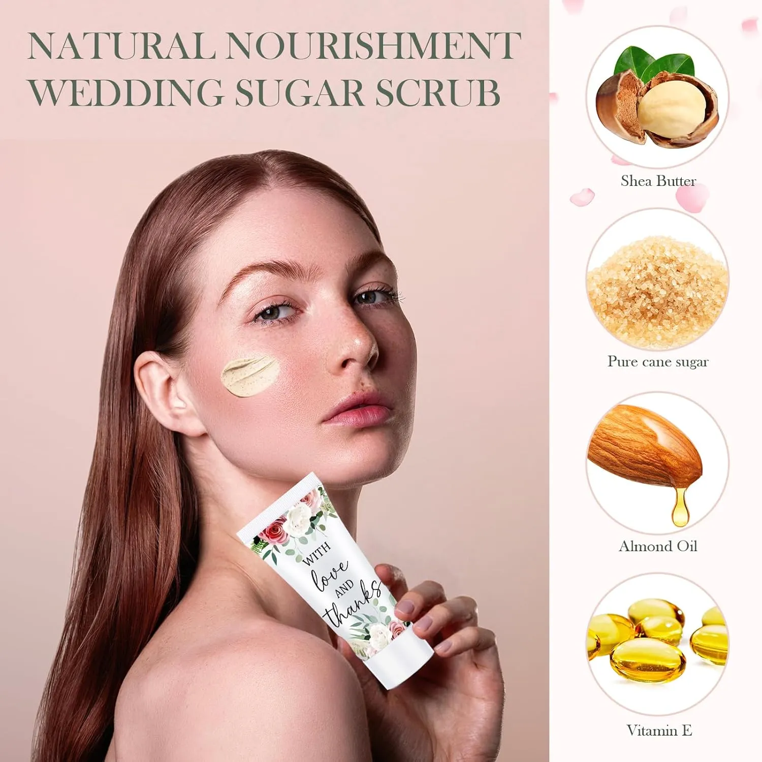 50 Pcs Pink Floral Face Scrub Bulk, Oil-free Facial Scrub Bulk Bridal Shower Guests Gifts for Bridal Shower Wedding Favors Thank You Gifts for Coworkers Women Men