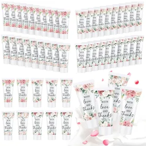 50 Pcs Pink Floral Face Scrub Bulk, Oil-free Facial Scrub Bulk Bridal Shower Guests Gifts for Bridal Shower Wedding Favors Thank You Gifts for Coworkers Women Men