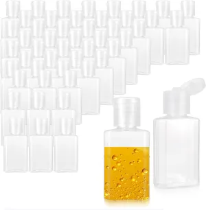 50 PCS Travel Plastic Clear Bottles, Hand sanitizer Bottle Containers, Leakproof Refillable Empty Bottles Portable Squeeze Containers with Flip Cap(30ml/1oz)