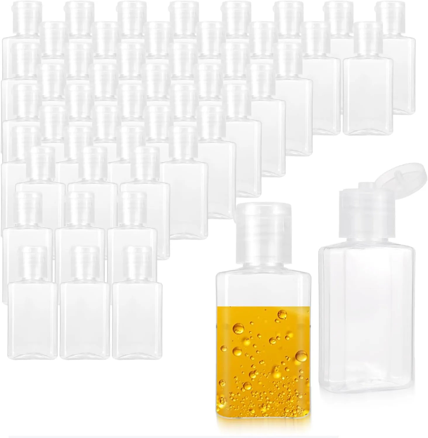 50 PCS Travel Plastic Clear Bottles, Hand sanitizer Bottle Containers, Leakproof Refillable Empty Bottles Portable Squeeze Containers with Flip Cap(30ml/1oz)