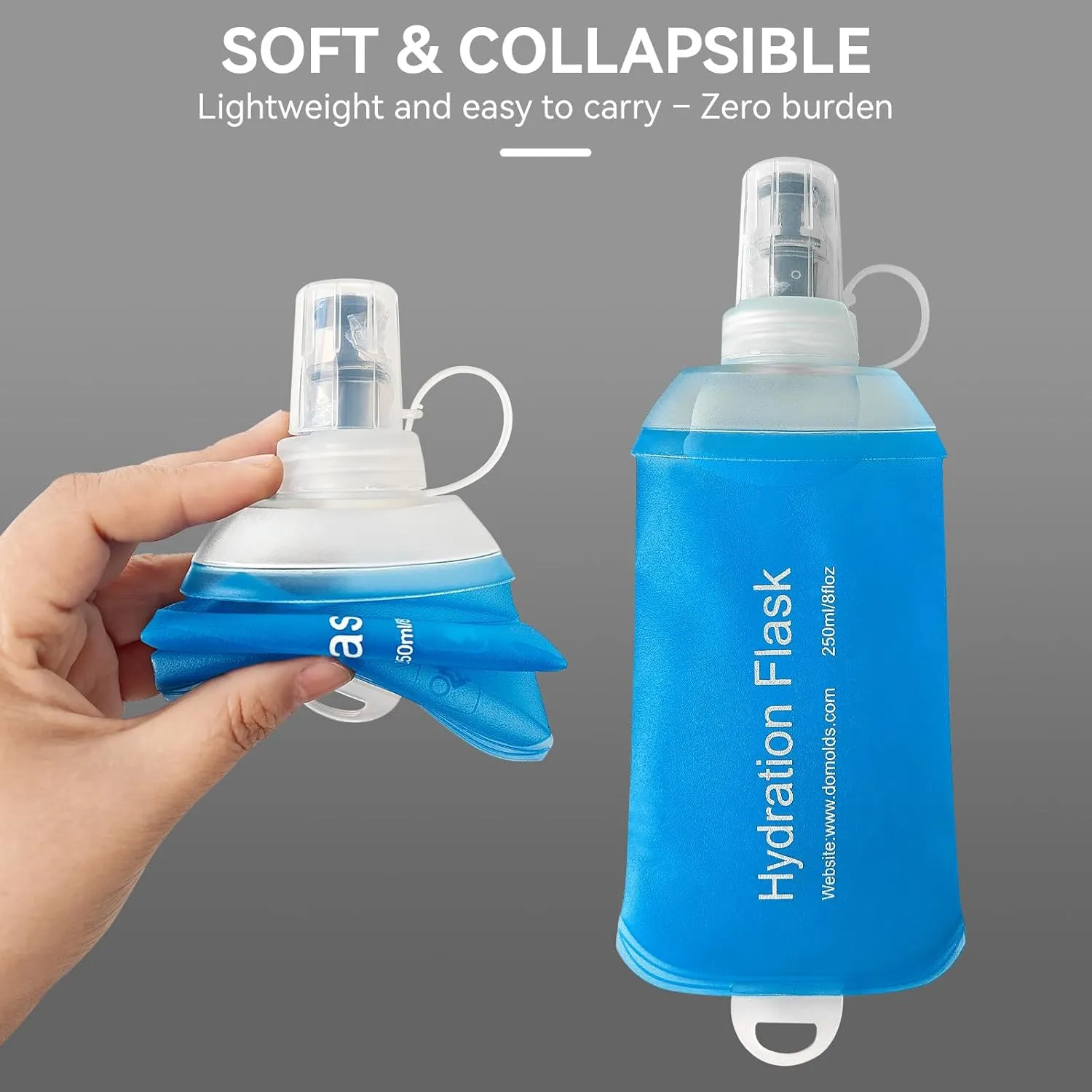 500ml Soft Flask Soft Water Bottle for Running, Hiking, Travelling, Cycling and Climbing - 2Pcs Blue
