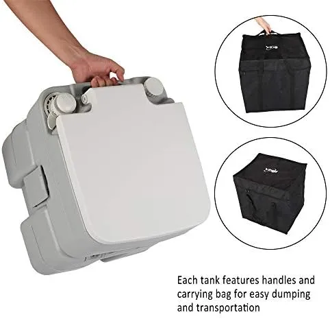 5.3 Gallon Portable Camping Toilet with Carry Bag - Compact Travel Toilet for Camping, Boating & Road Trips