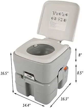 5.3 Gallon Portable Camping Toilet with Carry Bag - Compact Travel Toilet for Camping, Boating & Road Trips
