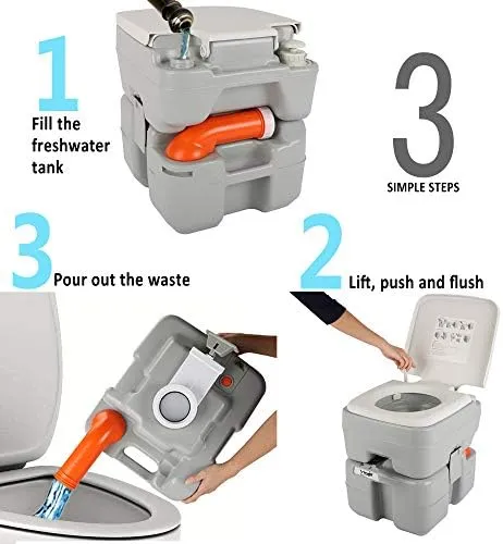5.3 Gallon Portable Camping Toilet with Carry Bag - Compact Travel Toilet for Camping, Boating & Road Trips