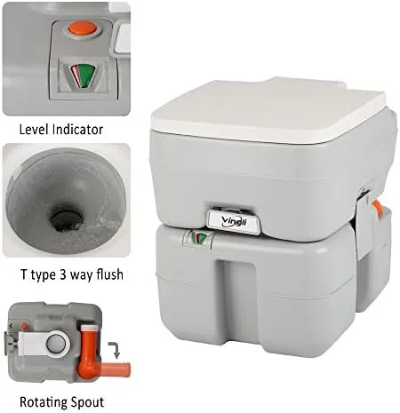 5.3 Gallon Portable Camping Toilet with Carry Bag - Compact Travel Toilet for Camping, Boating & Road Trips