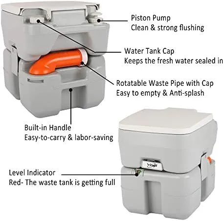 5.3 Gallon Portable Camping Toilet with Carry Bag - Compact Travel Toilet for Camping, Boating & Road Trips